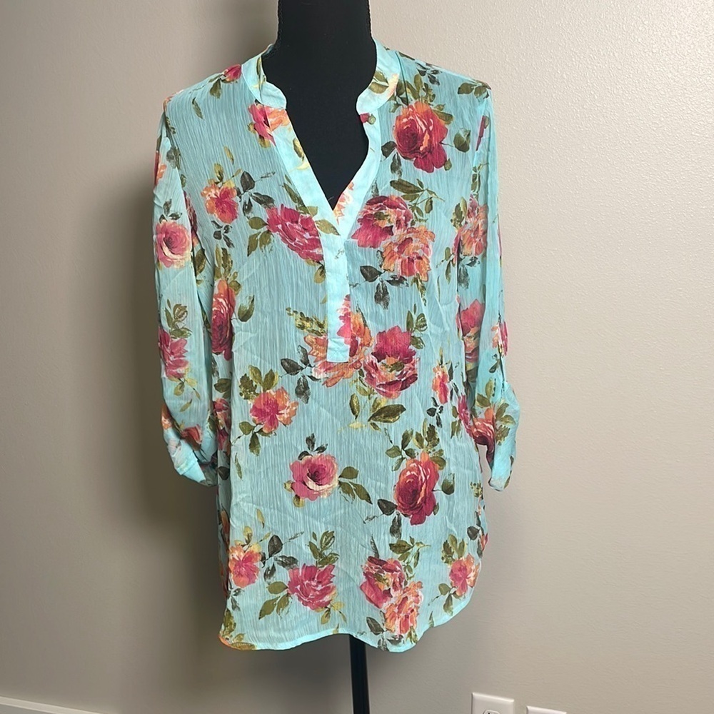 Kut from the kloth sheer floral blouse
